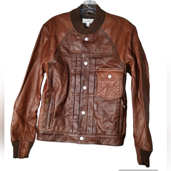 HP🎉 Coach 1941 Deer/Lambskin Leather jacket brown XS Patched nwot